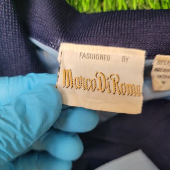 Vintage Marco Di Roma Dagger Collar Disco Shirt Womens Medium Stripe Textured - Picture 11 of 12